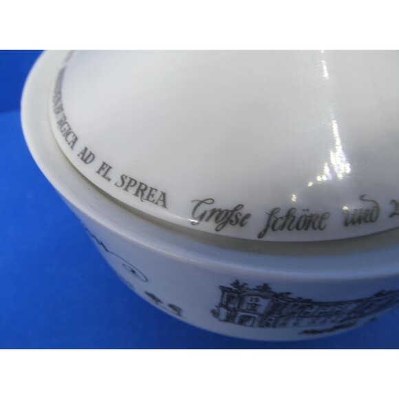 Unterweissbach Mid Century Porcelain 5 1/2" D Covered Bowl 18th Century Scenes - Picture 8 of 16